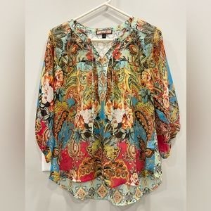 Olive Hill, women’s BOHO top with lace accented back